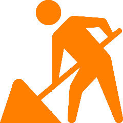 Silhouette of a construction worker digging